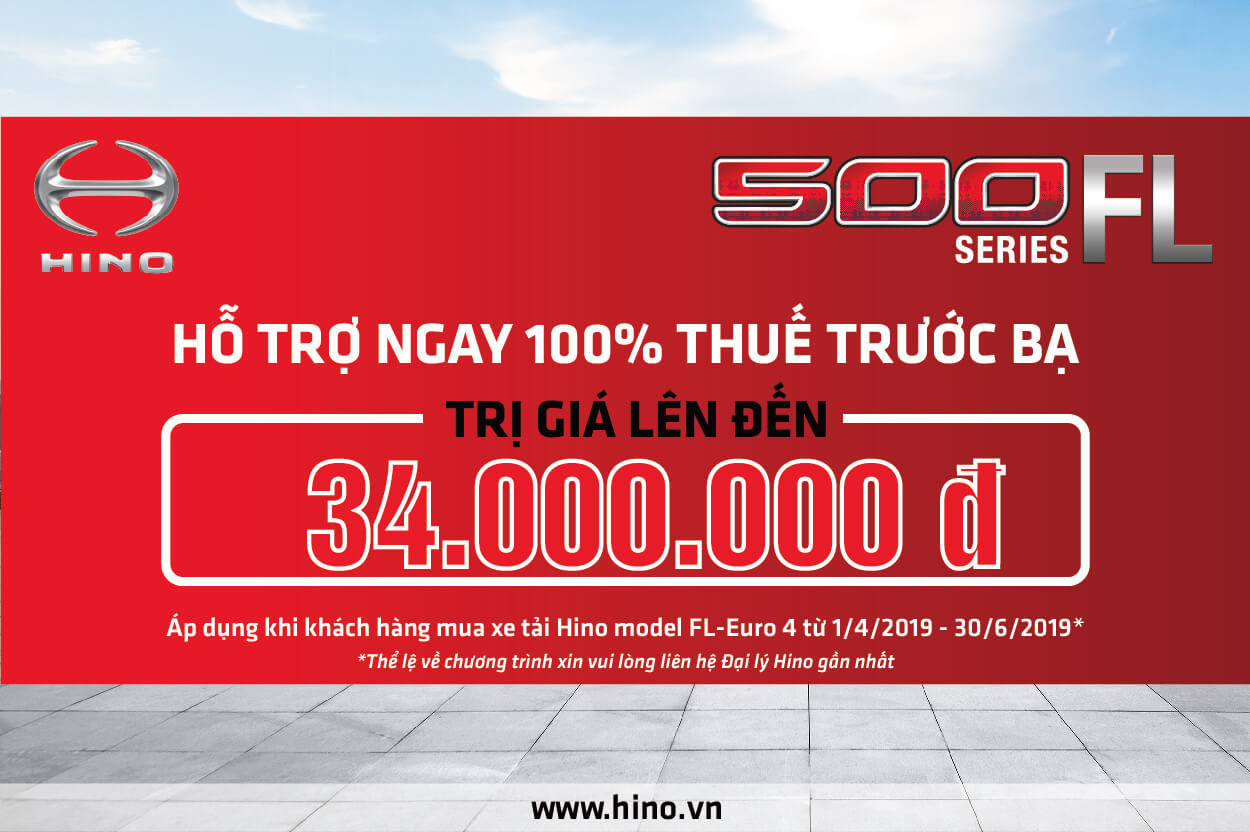 HỖ TRỢ PHÍ TRƯỚC BẠ KHI MUA HINO FL_TIÊU CHUẨN EURO 4