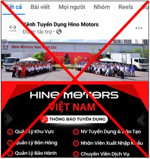 [CẢNH BÁO] Giả mạo &#038; sử dụng trái phép thông tin Hino Motors Viet nam, Ltd.