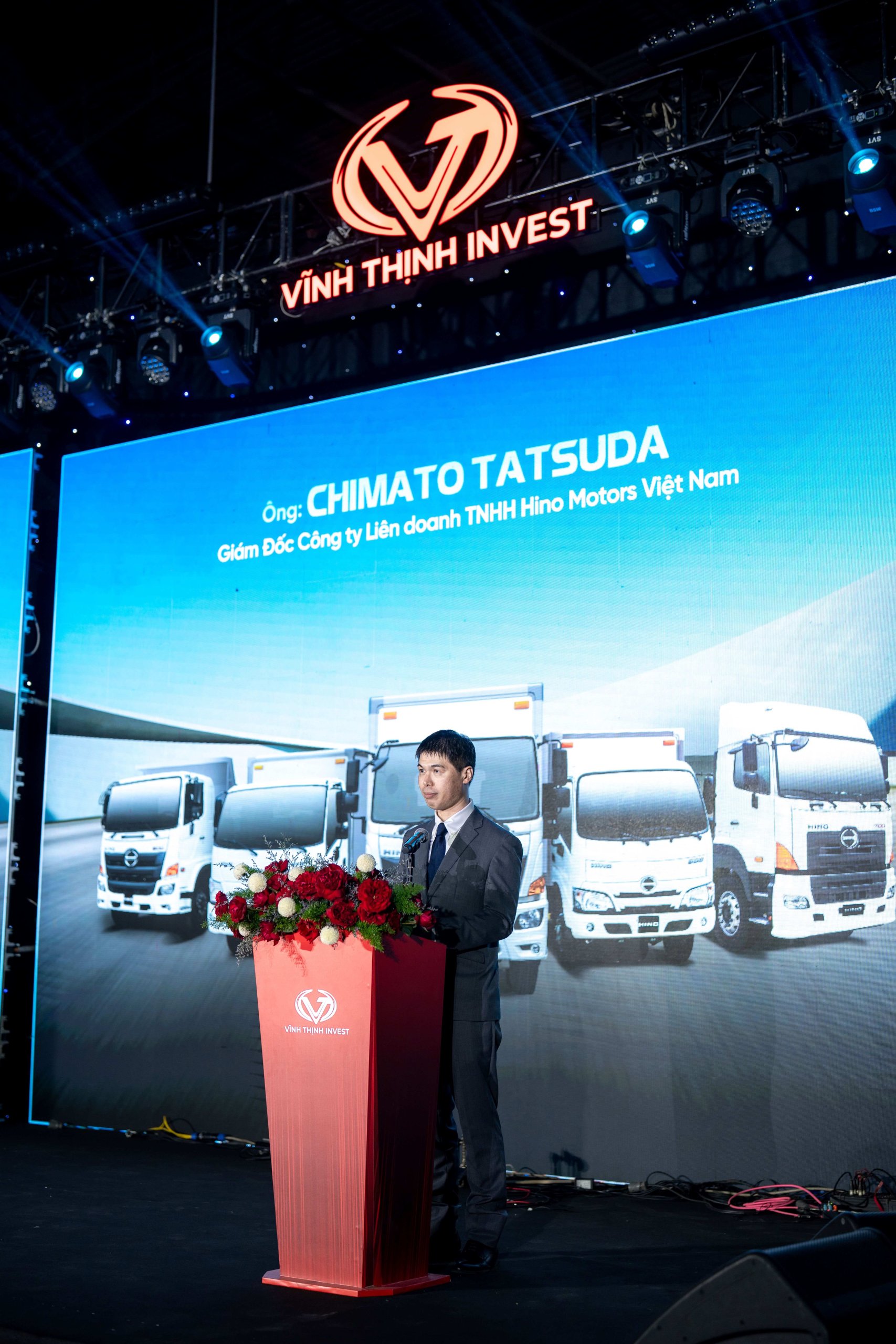 Ông Chimato Tatsuda – Giám đốc Hino Motors Việt Nam phát biểu tại sự kiện